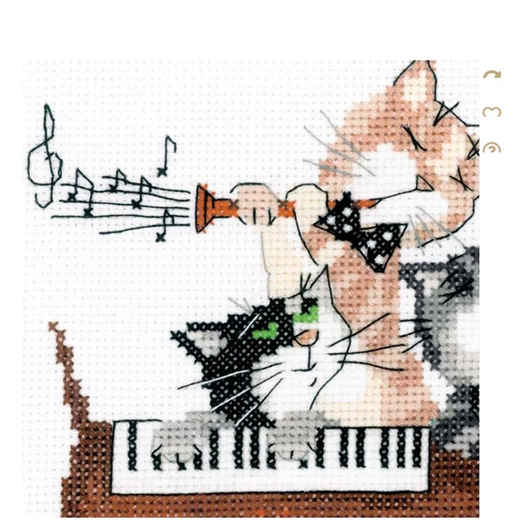 Cross Stitch Riolis Dachshund Blues Counted Kit Musical Cats Dog Piano DIY 2014 - Picture 3 of 7